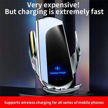 SZYSGSD [15W Fast Wireless Car Charger | Auto-Clamping Car Phone Holder - Black & Silver Car Accessory] - Silver - View 8