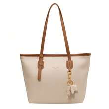 High-End Shoulder Bag, Women's Commuter Tote With Layered Design For Enhanced Organization - Khaki - View 7
