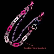 Fashionable Everything Hip Hop Pants Dual-Layer Resin Chain Hipster Network Red Pants Rainbow Candy Color Gradient Punk Style Detachable Chain Summer, School Fall, Autumn, Halloween