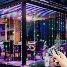1pc USB Powered Curtain String Lights, 8 Lighting Modes Fairy Lights For Curtains, Christmas Decorations, Suitable For Birthday, Wedding, Holiday Party Decor