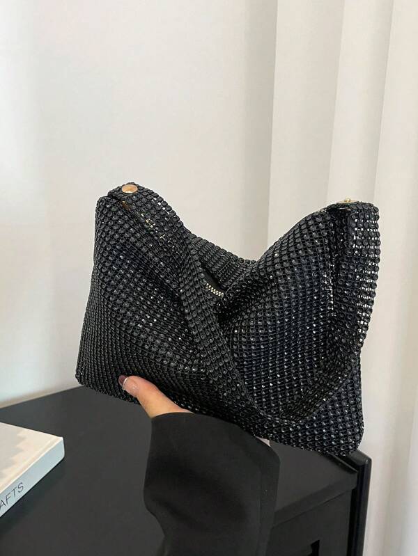 W magazynie 2025 Nowa Cross-Border Rhinestone Knot Under-Path Crescent Bag, Bejeweled Fashion Shoulder Party Evening Clutch