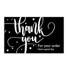 50 Thank You Cards Hot Stamped Thank You Cards Commercial Decoration Stickers Label Cards Gift Packaging Thank You Cards Gift Packaging Thank You Message Cards - Black - View 4
