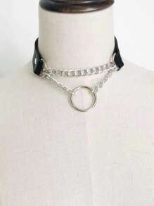 1 pieza Gargantilla con cadena metálica y círculo, accesorios de lencería con estilo gótico punk de moda Y2K, adecuado para todas las ocasiones.