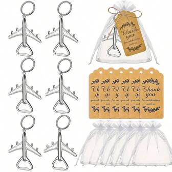 30/18/24/3件套创意飞机造型开瓶器钥匙扣套装，是馈赠亲友、婚礼祝福、周年纪念礼物、厨房和酒吧用品、节日派对分发以及其他重要节日活动的完美之选。