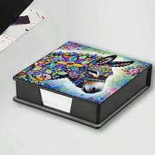 1 件钻石画套件 - 书签/收纳盒，卡通动物图案，5D 特殊形状水晶钻 DIY 钻石马赛克备忘录盒，包含 150 张便签，用于日常笔记记录和桌面装饰