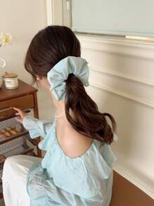 Korean Style Cute Dopamine Plaid Large Scrunchie Gentle Soft Bun Elastic Hair Ties Ponytail Holder, New Design Scrunchies Scrunchy Hair Ties