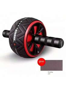 1PC Portable Abdominal Workout Wheel With Red/Black Ergonomic Grips - Durable PP Core Strengthener For Home Gym, Chest & Upper Body Training | Non-Slip Textured Roller Surface | Fitness Accessories | Home Exercise Equipment |Gym Sets