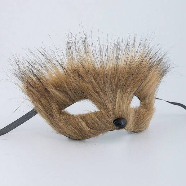 New Fluffy Half-Face Fox Mask, Halloween Makeup Masquerade Party Prop, Liaozhai Fox Spirit