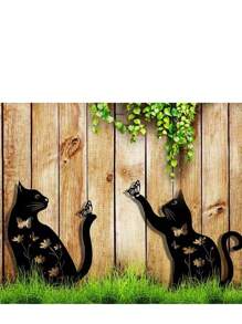 1pc Creative Metal Cute Cat Garden Stake Decor