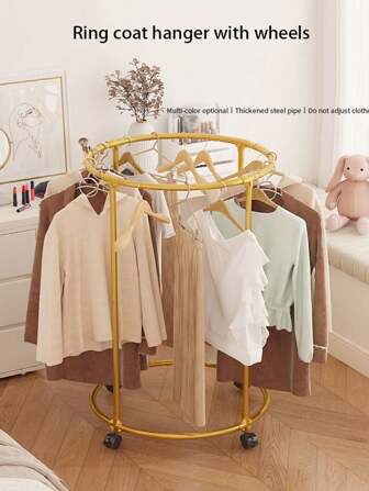 1pc Multi-Functional Metal And PP Multi-Layer Wheeled Garment Rack For Clothing Storage And Display In Home And Retail Space