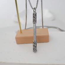 1pc Stainless Steel Necklace With Vintage Monkey King Staff Pendant, Streetwear Jewelry For Men