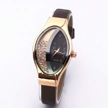 1pc Fashion Half-Lined Crystal Pave Rolling Ball Quartz Watch For Women
