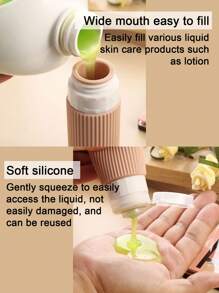 4-Piece Travel Bottle Set - TSA Approved Leak Proof Silicone Extrudable Container For Toiletries, Conditioner, Shampoo, Lotion And Shower Gel Accessories Split Bottle Travel Spray Bottle Keychain Small Spray Bottle Travel Size Toiletries Travel Essentials Leak Proof Squeezable Silicone Travel Size Containers