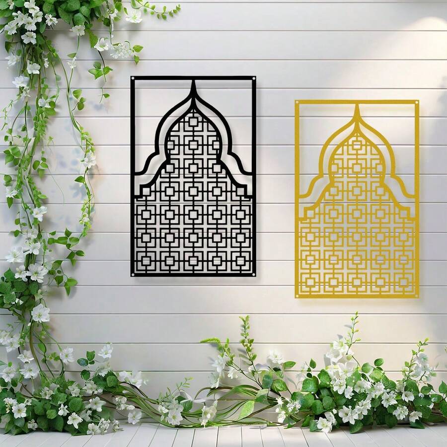 1 件节日装饰，伊斯兰金属墙面艺术 - 铁艺墙标 - 室内外客厅装饰，万圣节和圣诞节的优雅抽象艺术，复古手工标志，适用于办公室、家庭客厅、卧室、露台、厨房墙壁、商店大堂、咖啡厅、舞厅、酒吧、乡村别墅装饰，非常适合乔迁、节日、生日礼物，可拆卸设计收藏卧室装饰家居装饰墙壁装饰万圣节装饰秋季装饰