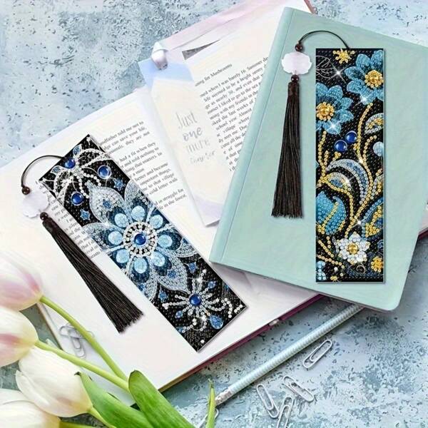 8pcs Mandala Diamond Art Bookmarks, 5D Diamond Art Bookmarks, Mandala Beaded Bookmarks, Acrylic Tassel Bookmarks, Suitable For DIY Craft, Beginner And Adult Crafters