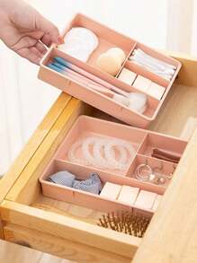 1 Peça Organizador de Gaveta de Mesa com 4 Compartimentos, Caixa de Armazenamento de Gaveta Plástica Simples para Uso Doméstico Sem Furos, Organizador de Papelaria de Mesa, Caixa de Classificação e Armazenamento de Itens Pequenos, Organizador Empilhável de 4 Níveis, Necessidade de Verão para Organizador de Armazenamento Presente de Viagem para Mulheres