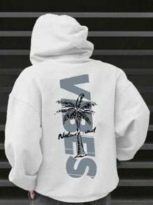 Tween Boy Letter Print Warm Sweatshirt - White - View 1