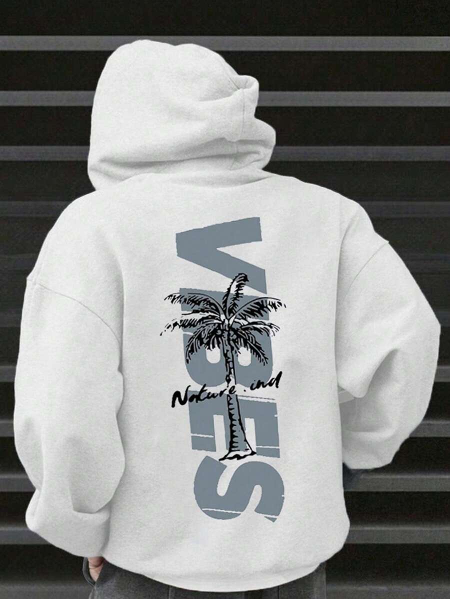 Tween Boy Letter Print Warm Sweatshirt - White - View 1