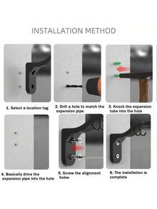 1 件黑色 ABS 摩托车头盔架，多功能壁挂式挂钩，用于存放头盔、钥匙、帽子 - 彩色 - 查看 8