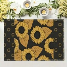 1/4/6/8/12 Piezas Manteles de mesa impresos de lino lavables, almohadillas protectoras de superficie, manteles de mesa de comedor para interiores y exteriores, adecuados para fiestas festivas, decoración de cocina y mesa de comedor