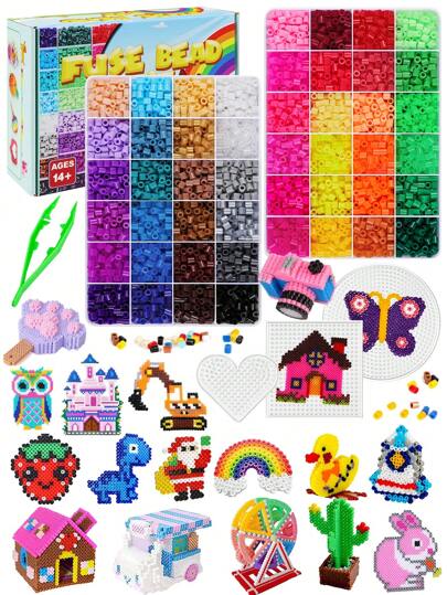800pcs/4800pcs - 48 Color Fuse Bead Kit - 5mm Mini Melty Beads, Suitable For DIY Pixel Art And 3D Crafts - Creative Handmade Gift Set