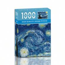 1000PCS Starry Night Puzzle, Decompression Mini Puzzle Toys With Jigsaw Pieces And Drawing Paper, Best Gift For Adults Artwork And Family Game - Starry Sky - Moonlight Hut - Dolphins - Ocean World Puzzle - High Difficulty Puzzle - Leisure And Stress Relief - Gifts