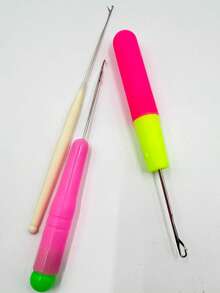 3件套专业接发连接器套装，可重复使用的接发工具，塑料手柄锁钩针，密封钩接发扣 - 彩色 - 查看 4