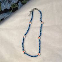 1pc Summer Floral Beaded Pearl Necklace, Delicate Jewelry Design Necklace, Women Choker Necklace