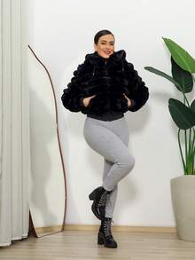 LUXURY PUFFER TEDDY JACKET - màu đen - Xem 1