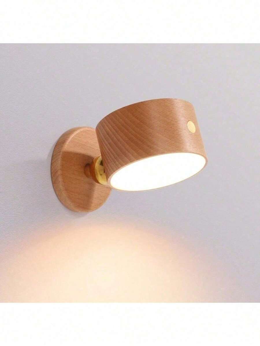 Lâmpada De Parede Com 3 Modos Sem fio Com Imã Luz de Leitura LED Moderna Luminaria de Dimmer Alimentada por USB Recarreg - Castanho - Visão 1