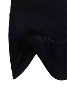 Plus Size Plain Black Color Built-In Briefs 2-In-1 Swim Skirt, Women's Swimwear & Clothing - Black - View 7