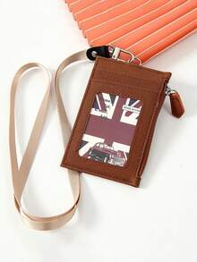 1个休闲仿皮卡包 - 1个带拉链的卡槽和挂绳 - 无内衬，可水洗，时尚PU皮革卡包，带挂绳，男女通用卡包，颈挂式身份证卡包，零钱包，多个卡槽，简约卡包 - 彩色 - 查看 11