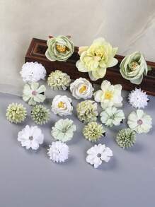 21pcs Flower Hair Clips Set, Boho 3D Rose Floral Hair Clips, Suitable For Cute Girls Daily Wear Or Wedding Bride Party Headpiece, Romantic Gift For Women/Girls, Purple & Pink, Valentine's Day Party Hair Accessories Claw Clips Hair Claws Hair Barrettes