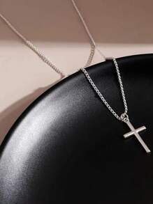 1pc Elegant Cross Pendant Necklace, Suitable For Women's Daily Wear