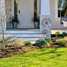 1 Stück natürlich rostiges Metall Gartenstecker Deko, modernes Blumendesign, witterungsbeständiges rustikales Äußeres, geeignet für Garten, Terrasse, Balkon, Blumentopf, perfektes Muttertagsgeschenk, Gartendekoration, Gartenausstattung