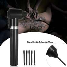 DQFART Tattoo Ink Mixer Kit, Black Electric Pigment Mixer With 100 Mixing Sticks For Cosmetic Tattoo Supplies