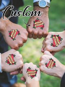 Tatuaggi temporanei personalizzati con foto per adulti, tatuaggi finti personalizzati con nome per coppie, tatuaggi temporanei per addio al nubilato