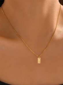1pc Gold Stainless Steel 26 Alphabet Initial Pendant Necklace, Fashionable Minimalist Elegant Style, Suitable For Women Daily, Commute, School, Casual, Summer Accessories, Gift