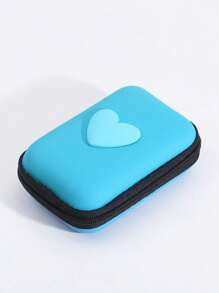 1 pieza Bolsa de almacenamiento portátil con forma de corazón de material EVA, adecuada para organizar cables/auriculares/cargadores/pequeños accesorios digitales/monedas