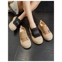 Leather Bread Shoes For Women 2025 Spring New  Retro Sports Shoes Casual Thick-Soled White Shoes All-Match Shoes - Khaki - View 3