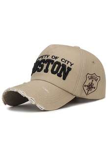 1 件男女通用棒球帽，做旧复古数字刺绣，街头风格设计，防晒，适合春夏户外活动