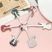 Rockstar DIY Kit: 2/6pcs Elegant Guitar Pendants - Perfect For Band Merch Jewelry Making" (Niche Appeal)