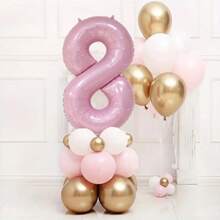 23pcs/Set Blue Pink Crown Number 1 To 9 Balloons Upright 1st Birthday Party Decorations Baby Shower Balloon