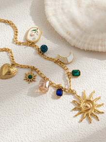 1Pc New Stainless Steel Starfish Necklace Women's Ocean Element Shell Dolphin Pendant Pearl Pearl Necklace