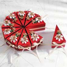 Soporte triangular para tartas, cajas para caramelos con lazo de flor, suministros de decoración para fiestas de cumpleaños y bodas, bolsas y cajas de embalaje para caramelos de boda