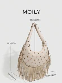 Sac à bandoulière à franges de style punk de rue avec rivets sous les bras