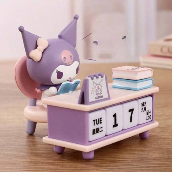 Sanrio 1pc Sanrio Pochacco Desk Calendar - Cute Cartoon Dog Design, Suitable For Office Or School Decor, Blue And Yellow Color, English Text, Synthetic Rubber Material, Dog Decoration