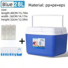 1 个绝缘冷藏箱，颜色有绿色、蓝色、红色、橙色，适合露营、户外摊位使用 - 彩色 - 查看 10