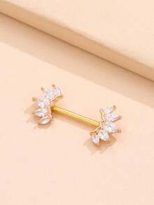 1pc Zirconia Labrym Nipple Piercing Jewelry - Gold - View 9