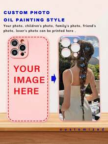 1pc Customized Phone Case Compatible With IPhone Apple 16 15 14 13 Plus Pro Max Pro, DIY Pattern Design, Liquid Shockproof Protective Cover, Suitable As Birthday Gift Or Holiday Commemorative Gift For Family/Friends/Couples/Couples,2025phonecase - Pink - View 3